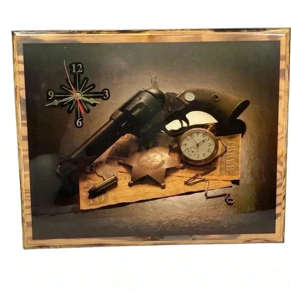 Vintage 70s Texas Rangers themed wooden lacquer clock - Picture 1 of 4
